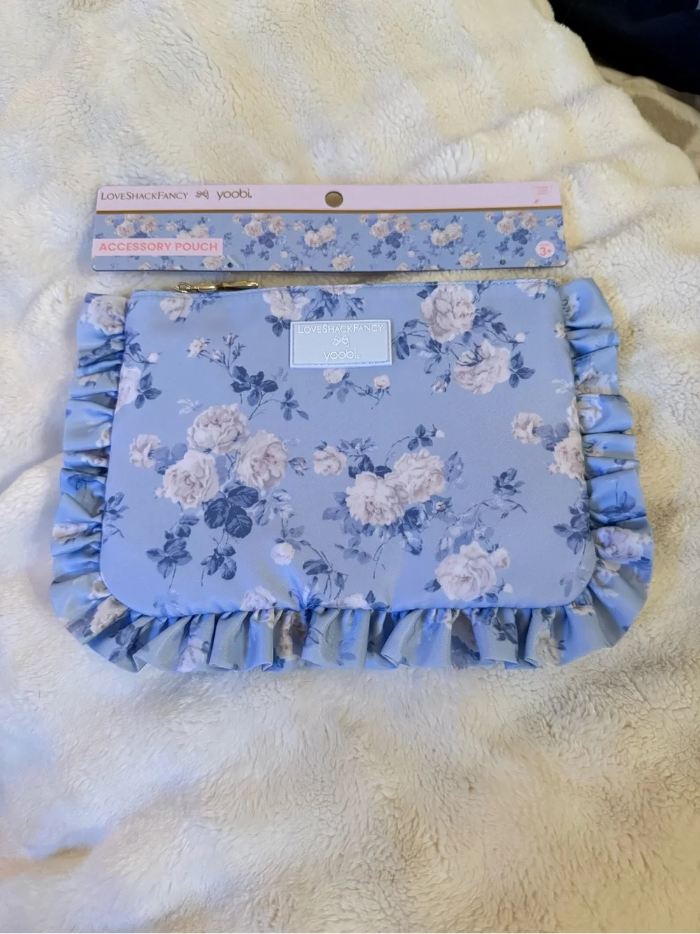 LoveShackFancy x Yoobi x Target Blue Rosettes Zip Fabric Pencil Case ✏️